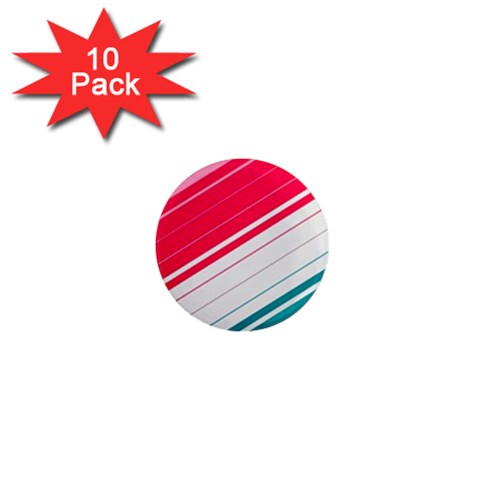 Red White Teal Stripes 1  Mini Magnet (10 pack)  from ArtsNow.com Front