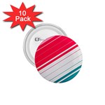 Red White Teal Stripes 1.75  Buttons (10 pack)