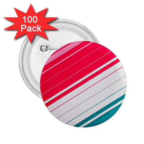 Red White Teal Stripes 2.25  Buttons (100 pack)  from ArtsNow.com Front