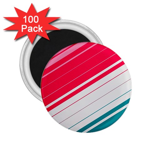 Red White Teal Stripes 2.25  Magnets (100 pack)  from ArtsNow.com Front