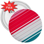 Red White Teal Stripes 3  Buttons (10 pack) 