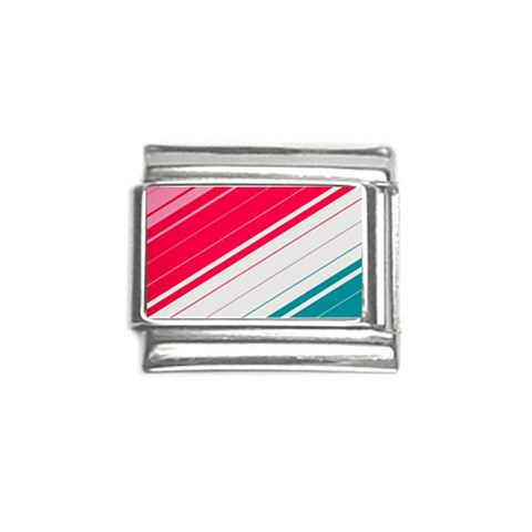 Red White Teal Stripes Italian Charm (9mm) from ArtsNow.com Front