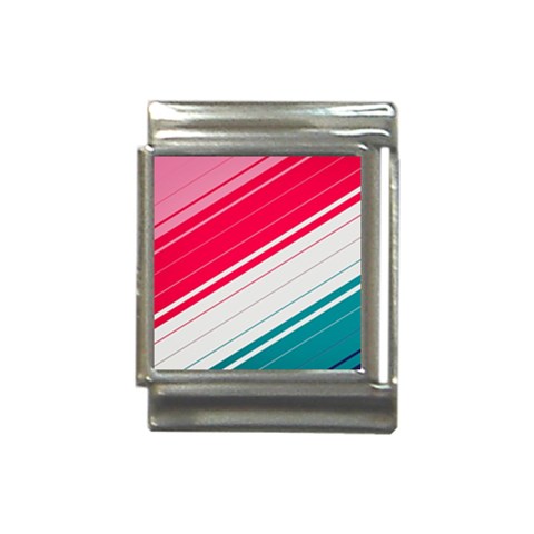 Red White Teal Stripes Italian Charm (13mm) from ArtsNow.com Front