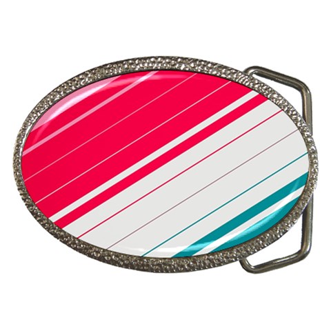 Red White Teal Stripes Belt Buckles from ArtsNow.com Front