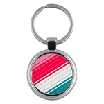 Red White Teal Stripes Key Chain (Round)