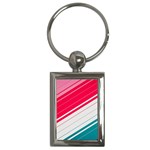 Red White Teal Stripes Key Chain (Rectangle)