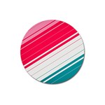 Red White Teal Stripes Magnet 3  (Round)