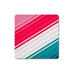 Red White Teal Stripes Square Magnet