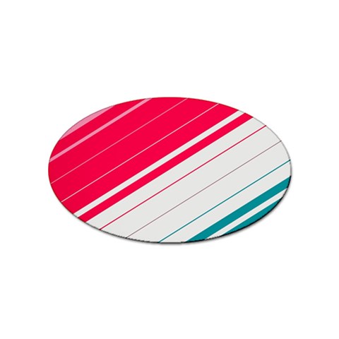 Red White Teal Stripes Sticker Oval (100 pack) from ArtsNow.com Front