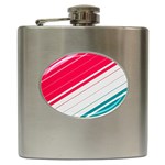 Red White Teal Stripes Hip Flask (6 oz)