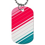 Red White Teal Stripes Dog Tag (Two Sides)