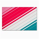 Red White Teal Stripes Postcards 5  x 7  (Pkg of 10)