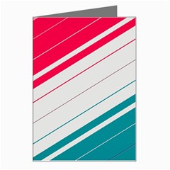 Red White Teal Stripes Greeting Card from ArtsNow.com Left