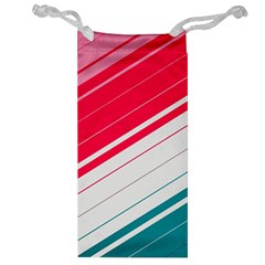 Red White Teal Stripes Jewelry Bag from ArtsNow.com Front