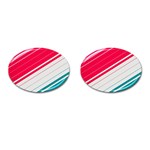 Red White Teal Stripes Cufflinks (Oval)