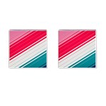 Red White Teal Stripes Cufflinks (Square)