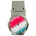 Red White Teal Stripes Money Clip Watches