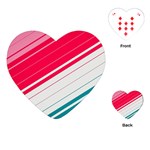 Red White Teal Stripes Playing Cards Single Design (Heart)