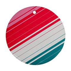 Red White Teal Stripes Round Ornament (Two Sides) from ArtsNow.com Front