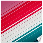 Red White Teal Stripes Canvas 16  x 16 