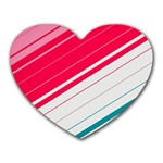 Red White Teal Stripes Heart Mousepad