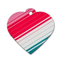 Red White Teal Stripes Dog Tag Heart (Two Sides) from ArtsNow.com Front