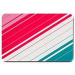 Red White Teal Stripes Large Doormat