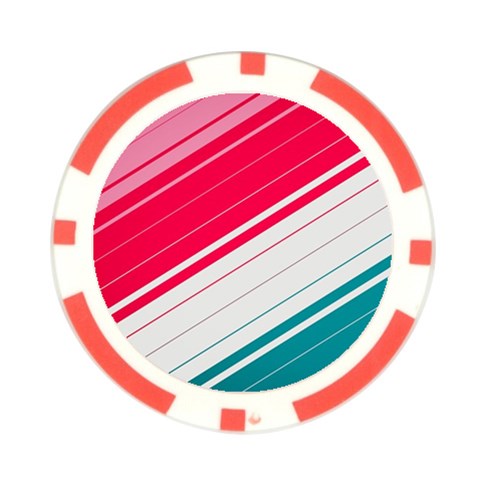 Red White Teal Stripes Poker Chip Card Guard from ArtsNow.com Front