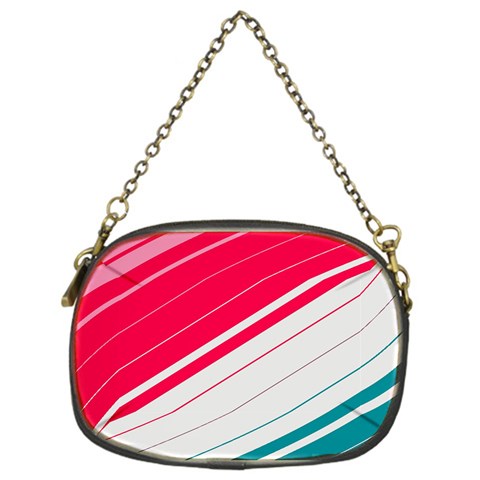 Red White Teal Stripes Chain Purse (One Side) from ArtsNow.com Front