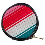 Red White Teal Stripes Mini Makeup Bag