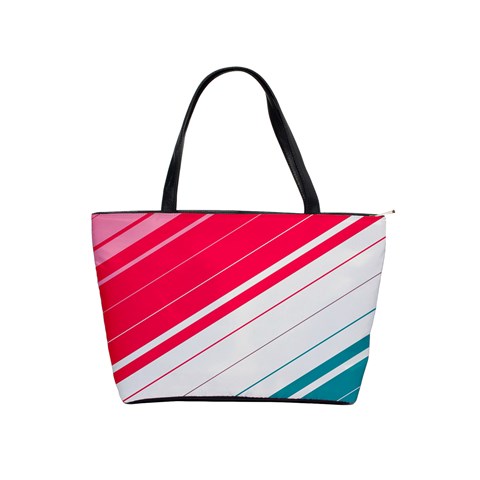 Red White Teal Stripes Classic Shoulder Handbag from ArtsNow.com Front