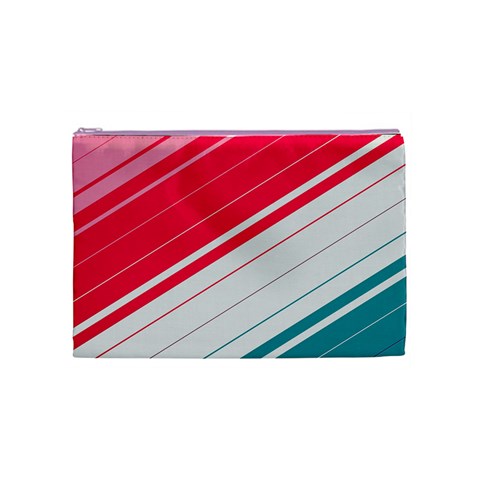 Red White Teal Stripes Cosmetic Bag (Medium) from ArtsNow.com Front