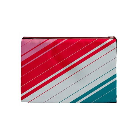 Red White Teal Stripes Cosmetic Bag (Medium) from ArtsNow.com Front