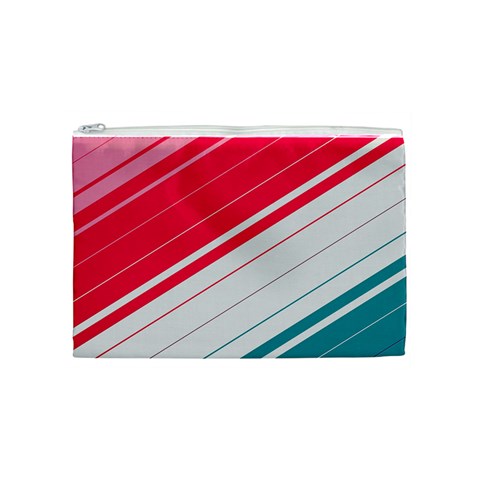 Red White Teal Stripes Cosmetic Bag (Medium) from ArtsNow.com Front