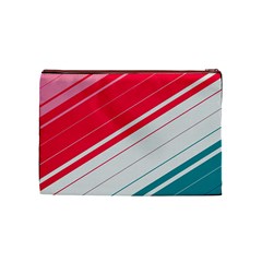 Red White Teal Stripes Cosmetic Bag (Medium) from ArtsNow.com Front