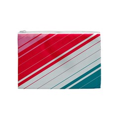 Red White Teal Stripes Cosmetic Bag (Medium) from ArtsNow.com Front