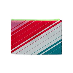 Red White Teal Stripes Cosmetic Bag (Medium) from ArtsNow.com Back