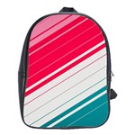 Red White Teal Stripes School Bag (Large)