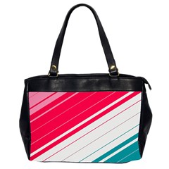 Red White Teal Stripes Oversize Office Handbag (2 Sides) from ArtsNow.com Front