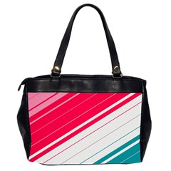 Red White Teal Stripes Oversize Office Handbag (2 Sides) from ArtsNow.com Back