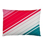 Red White Teal Stripes Pillow Case (Two Sides)