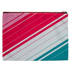 Red White Teal Stripes Cosmetic Bag (XXL) from ArtsNow.com Back