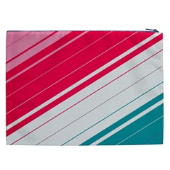 Red White Teal Stripes Cosmetic Bag (XXL) from ArtsNow.com Back