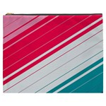 Red White Teal Stripes Cosmetic Bag (XXXL)