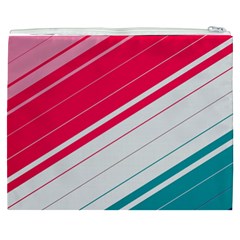 Red White Teal Stripes Cosmetic Bag (XXXL) from ArtsNow.com Back