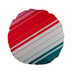 Red White Teal Stripes Standard 15  Premium Round Cushions