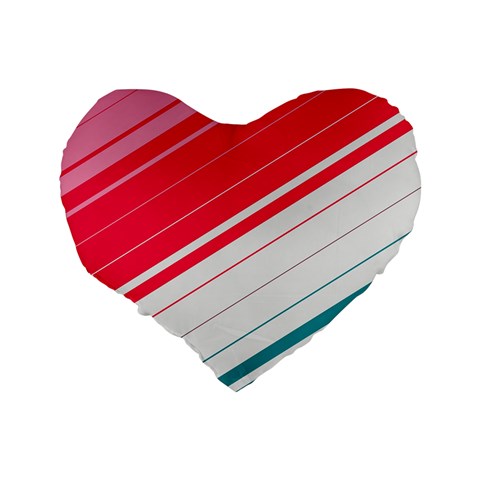 Red White Teal Stripes Standard 16  Premium Heart Shape Cushions from ArtsNow.com Back