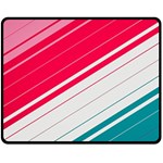 Red White Teal Stripes Two Sides Fleece Blanket (Medium)