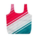 Red White Teal Stripes Full Print Recycle Bag (M)