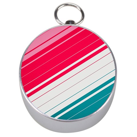 Red White Teal Stripes Silver Compasses from ArtsNow.com Front